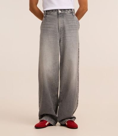 Pantalón Baggy en Jeans con Bolsillo Cuchillo Delantero