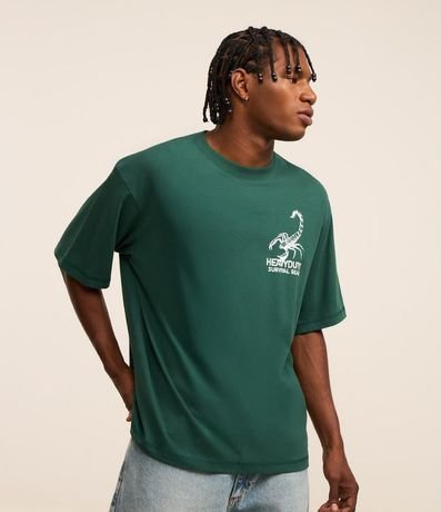 Remera Boxy en Algodón con Estampa Lettering y Escorpiones