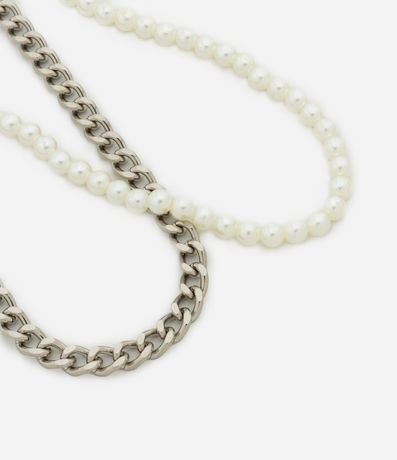 Kit 02 Collares con Cadena Metal y Perlas