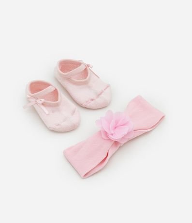 Media Ballet Infantil con Lazo y Cinta para el Pelo - Talle 0 a 12 meses