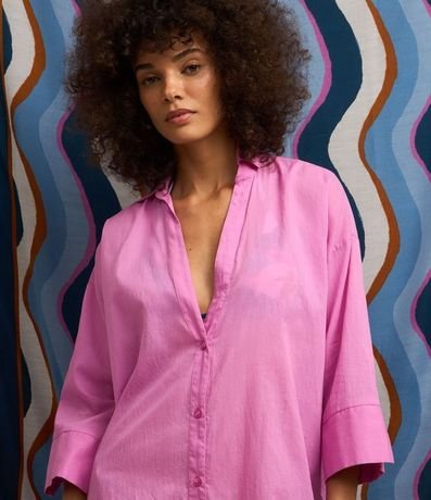 Salida de Playa Camisa en Voile con Mangas 3/4