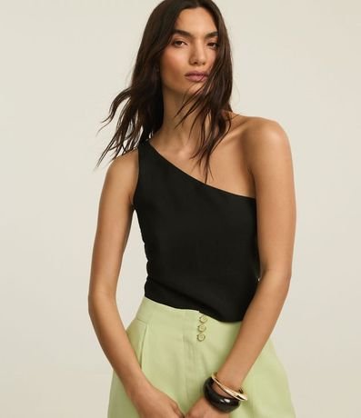 Blusa Hombro Único en Crepé con Fruncido Lateral