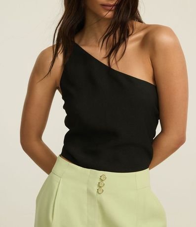 Blusa Hombro Único en Crepé con Fruncido Lateral 4