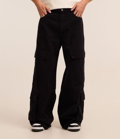 Pantalón Super Baggy en Sarga con Bolsillo Cargo 2