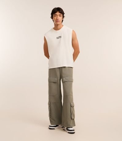 Pantalón Super Baggy en Sarga con Bolsillo Cargo