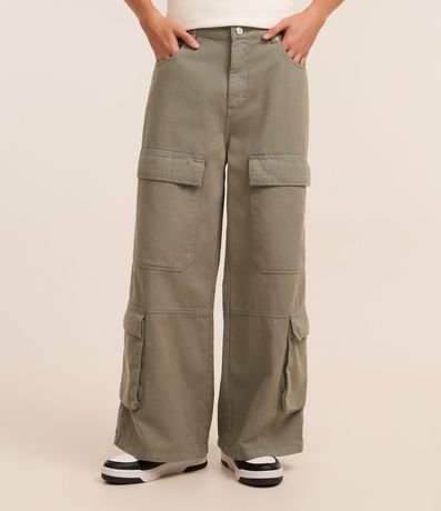 Pantalón Super Baggy en Sarga con Bolsillo Cargo 2