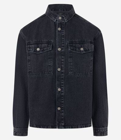 Camisa Oversized Boxy en Jeans con Efecto Marmorizado 7