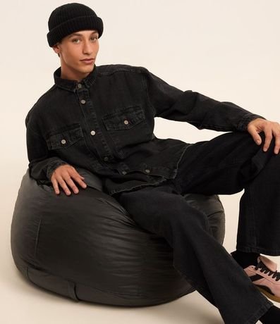 Camisa Oversized Boxy en Jeans con Efecto Marmorizado 3