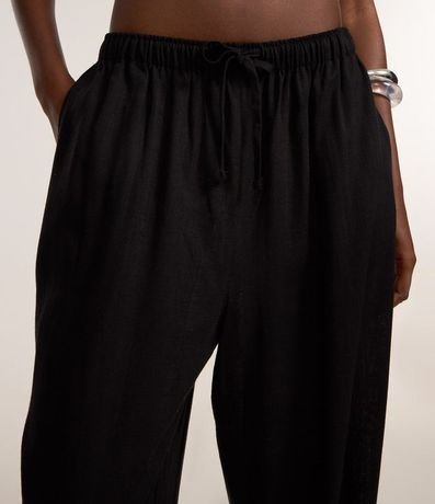 Pantalón Fluída en Viscosa y Lino con Lazo en la Cintura 4