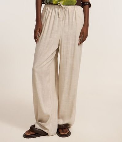 Pantalón Fluída en Viscosa y Lino con Lazo en la Cintura 3