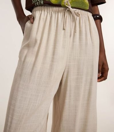 Pantalón Fluída en Viscosa y Lino con Lazo en la Cintura 4