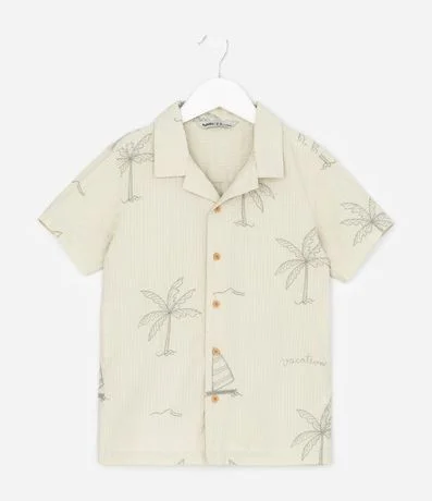 Camisa Infantil con Estampa Palmeras y Barcos - Talle 5 a 14 años 2