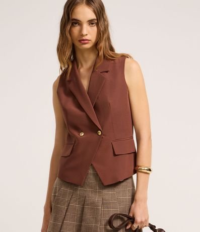 Chaleco Sastre con Cuello Blazer y Botones Metalizados 5