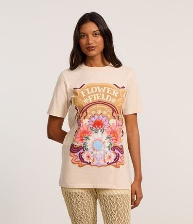 Remera Alargada en Algodón con Estampa Floral