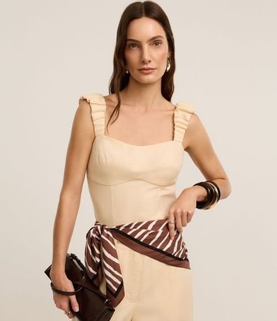 Blusa de Bretel Ancho con Lino y Escote Corazón 2