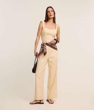 Blusa de Bretel Ancho con Lino y Escote Corazón 3