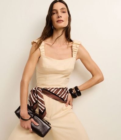 Blusa de Bretel Ancho con Lino y Escote Corazón 5