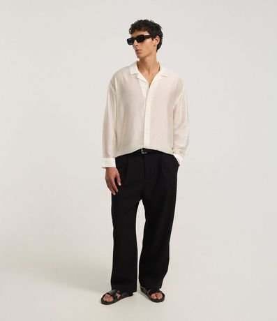 Camisa en Satén con Cuello Solapa y Abotonado Delantero 2