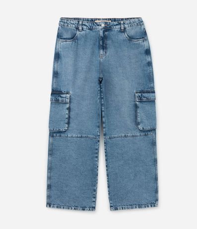Pantalón Wide Leg en Jeans con Bolsillos Cargo y Recortes Curve & Plus Size 6