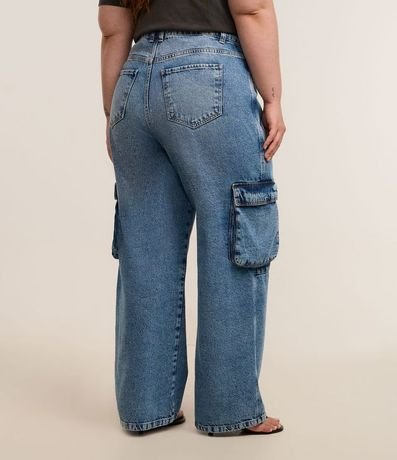 Pantalón Wide Leg en Jeans con Bolsillos Cargo y Recortes Curve & Plus Size 5