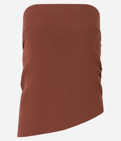 Blusa Slim Texturizada y sin Bretel con Bajo Asimétrico 6