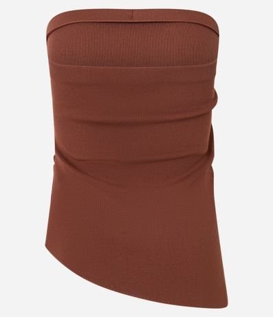 Blusa Slim Texturizada y sin Bretel con Bajo Asimétrico 8