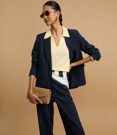 Pantalón Recto Sastrería Cintura Alta con Botón Diferenciado 2