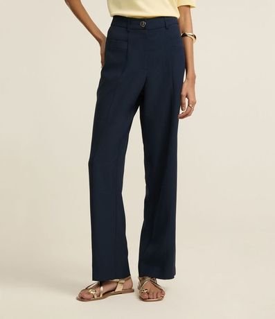 Pantalón Recto Sastrería Cintura Alta con Botón Diferenciado 3