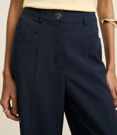 Pantalón Recto Sastrería Cintura Alta con Botón Diferenciado 4