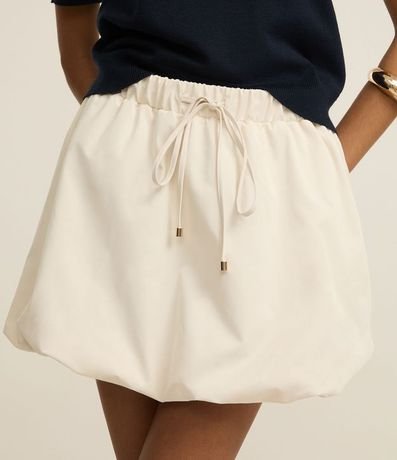 Pollera Baloné Corta en Tricolina con Lazo y Fruncidos 3