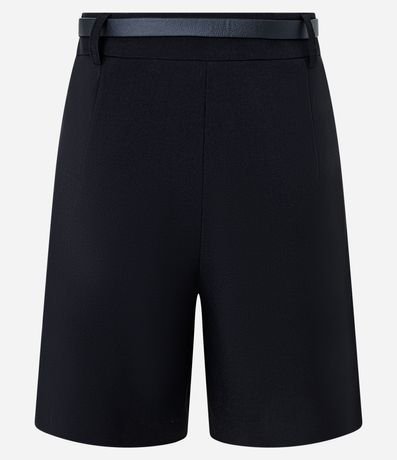 Short Sastre con Pliegues y Cinturón Fino de PU 7