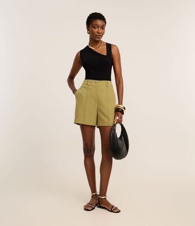 Short Sastre Cintura Alta con Frisos y Botones Dobles 2