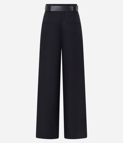 Calca Pantalona en Viscolino con Cinturón de Hebilla Martillado 6