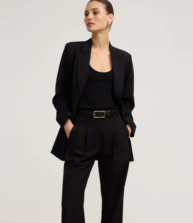 Pantalón Recto Sastrería con cintura Traspasado y Pliegues 2