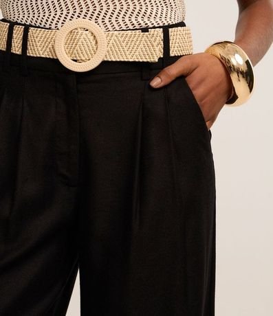 Pantalón Wide Leg en Viscolino con Cinturón de Ráfia 4