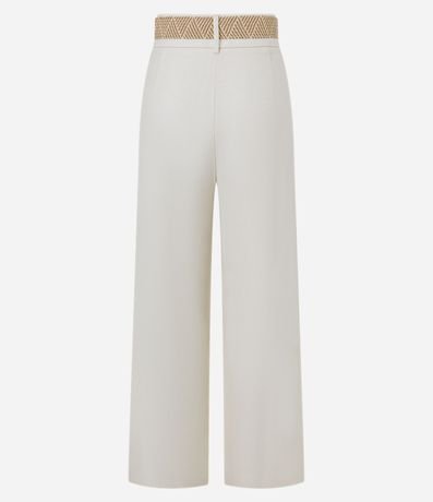 Pantalón Wide Leg en Viscolino con Cinturón de Ráfia 6