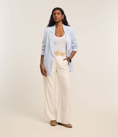 Pantalón Wide Leg en Viscolino con Cinturón de Ráfia