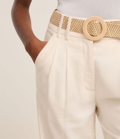 Pantalón Wide Leg en Viscolino con Cinturón de Ráfia 4