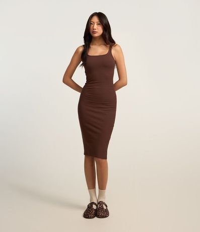 Vestido Midi en Algodón con Escote Cuadrado 1