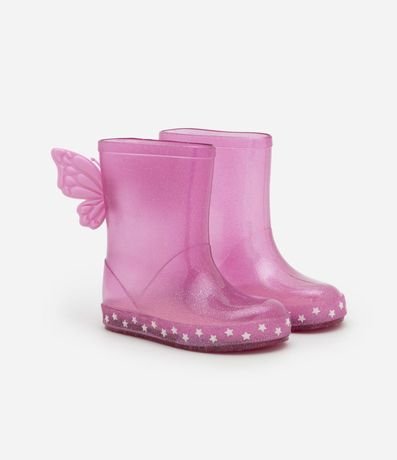 Bota de Lluvia Infantil con Purpurina y Alas de Mariposa -Talle 21 al 28
