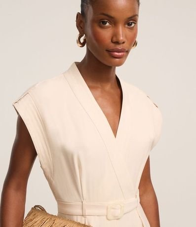 Mono Wide Leg en Chalis con Traspase y Bolsillo Cargo 4