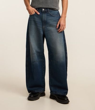 Pantalón Barrel en Jeans con Recortes y Pences 2