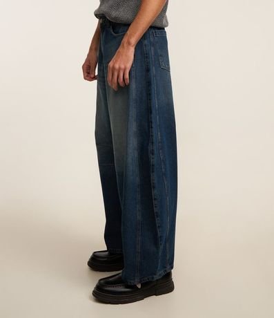 Pantalón Barrel en Jeans con Recortes y Pences 3