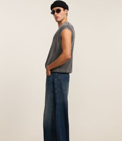 Pantalón Barrel en Jeans con Recortes y Pences 7