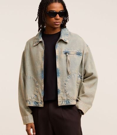 Campera Overboxy en Jeans Dirty con Cremallera