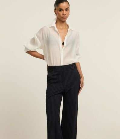 Pantalón Recto en Punto Roma con Estampa Raya de Tiza 2