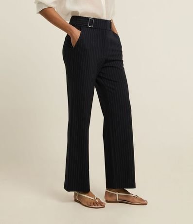Pantalón Recto en Punto Roma con Estampa Raya de Tiza 3