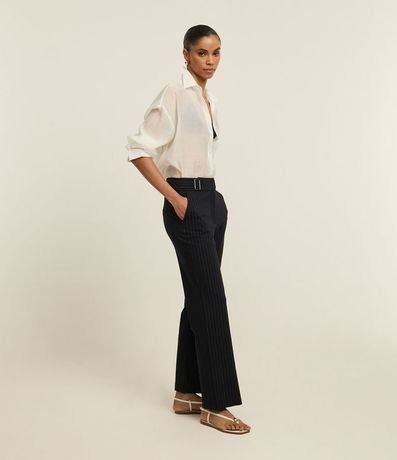 Pantalón Recto en Punto Roma con Estampa Raya de Tiza 5