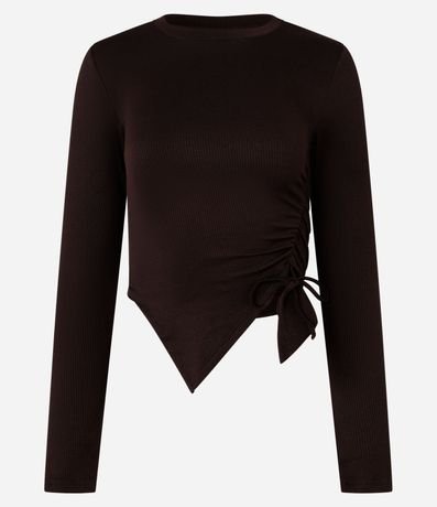 Blusa en Rib con Bajo Asimétrica y Tirante Lateral 6