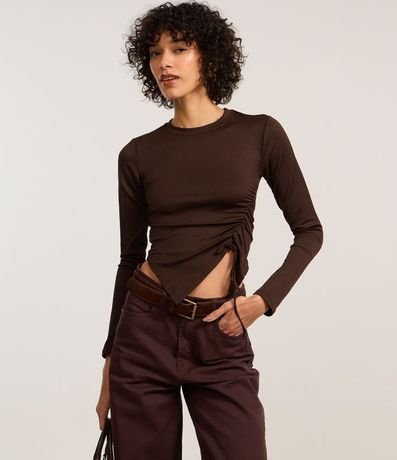 Blusa en Rib con Bajo Asimétrica y Tirante Lateral 3